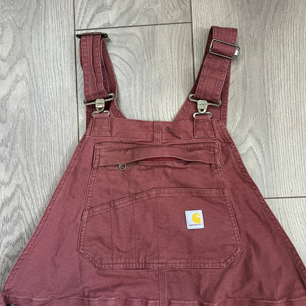 Carhartt Women's Rugged Flex Loose Fit Canvas Bib Overalls Large (12-14) Red - Picture 2 of 9